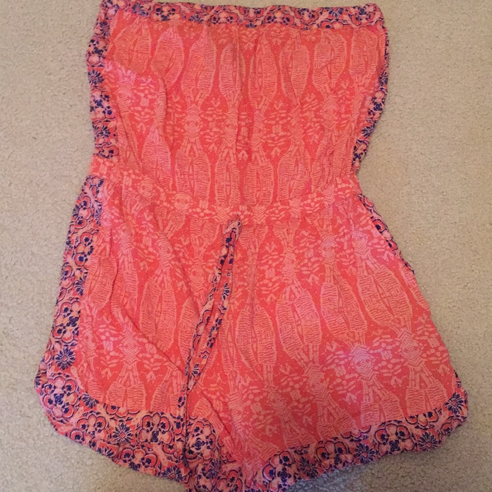 Aztec strapless romper